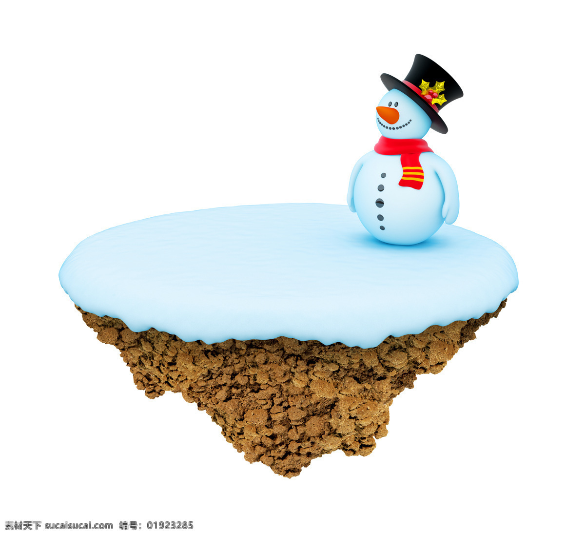 小岛 上 雪人 雪人摄影 雪人素材 雪地 雪景 圣诞节 悬浮岛 创意图片 抽象 艺术 其他类别 环境家居