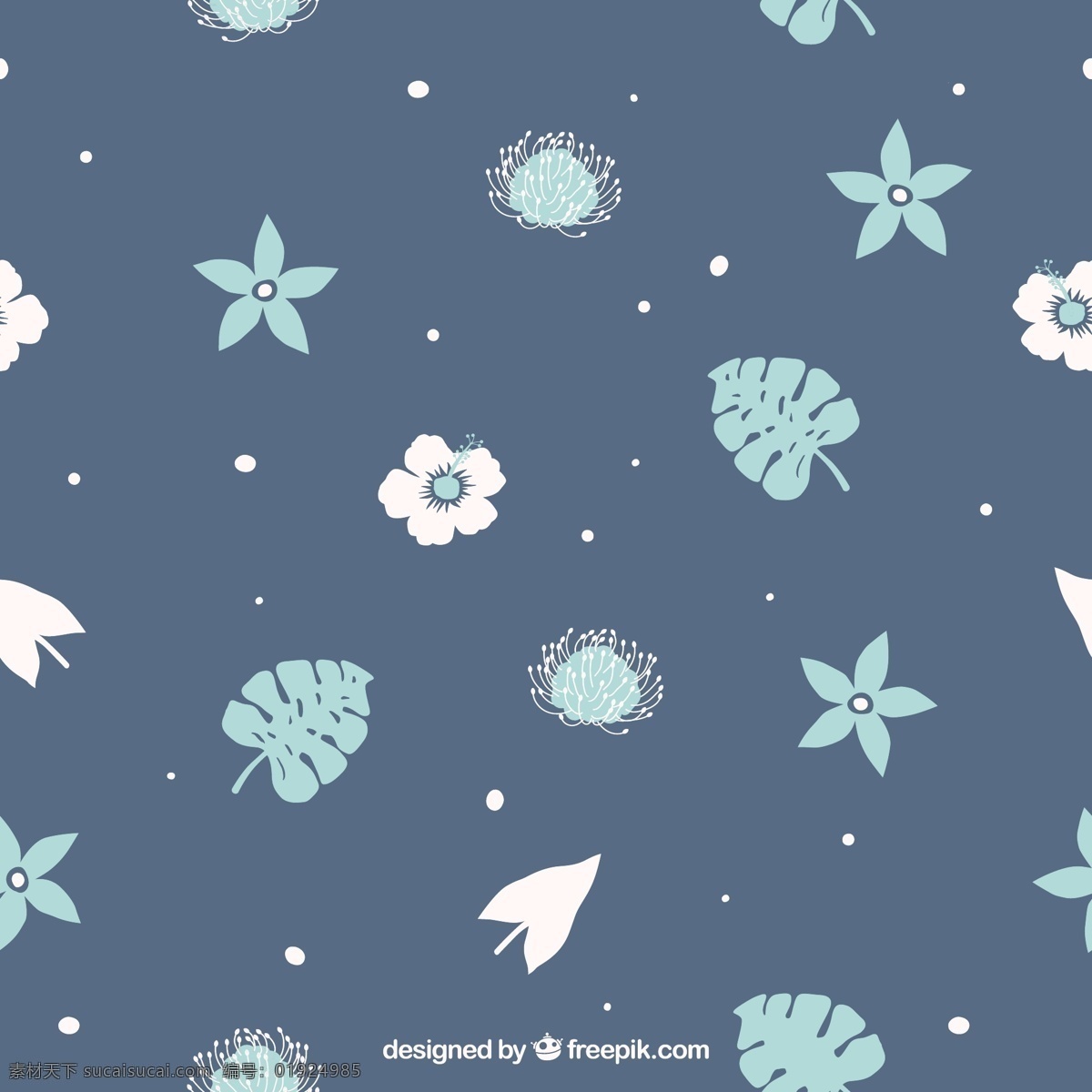 带 蓝色 背景 花型 花卉 图案 自然 叶 蓝 装饰 马赛克 无缝图案 自然背景 无缝 开花 循环 枝叶