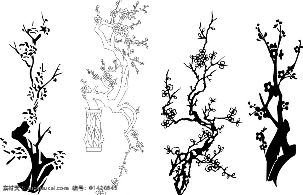 树木 矢量雕刻树 梅花 矢量梅花 树 底纹边框 抽象底纹