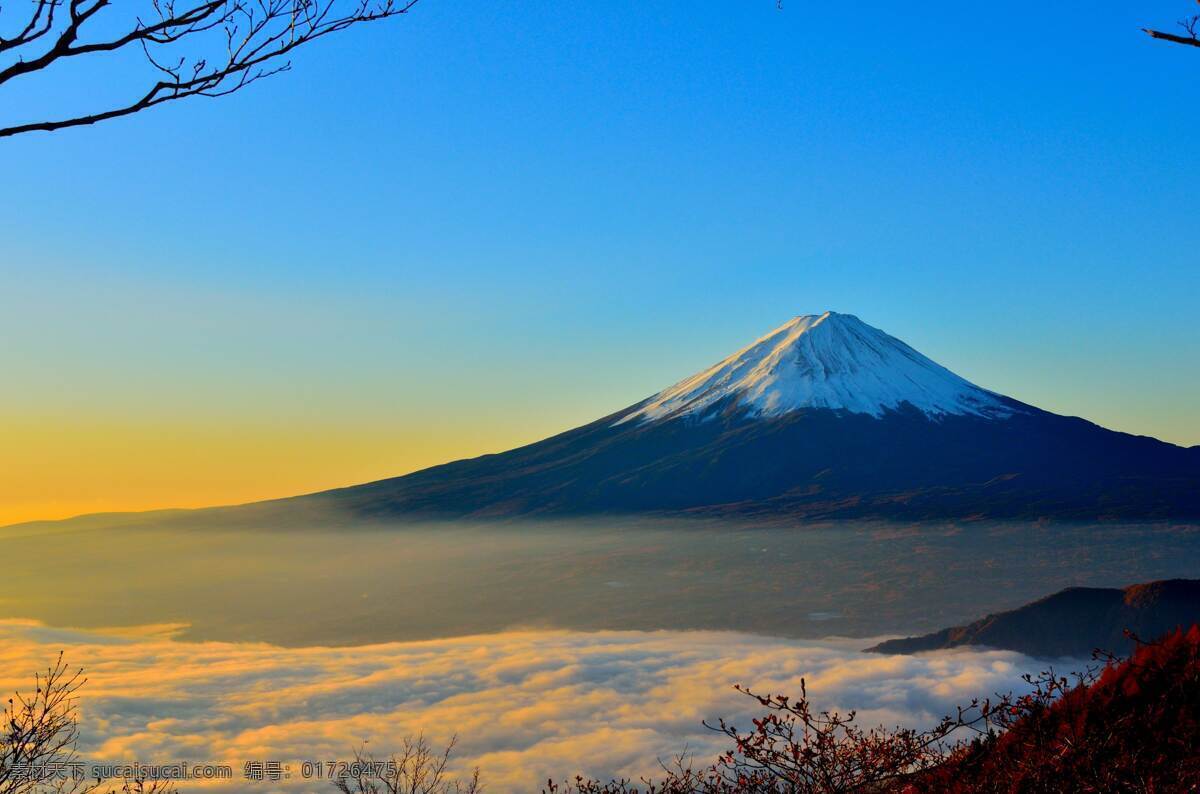 富士山素材 富士山 夕阳 云海 自然景观 自然风景