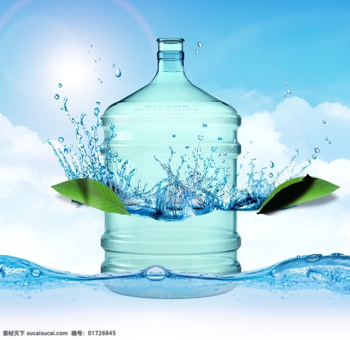 桶装水广告 模版下载 桶装水 水滴 矿泉水广告 南湾岛山泉 蓝色背景 灯箱设计 源文件