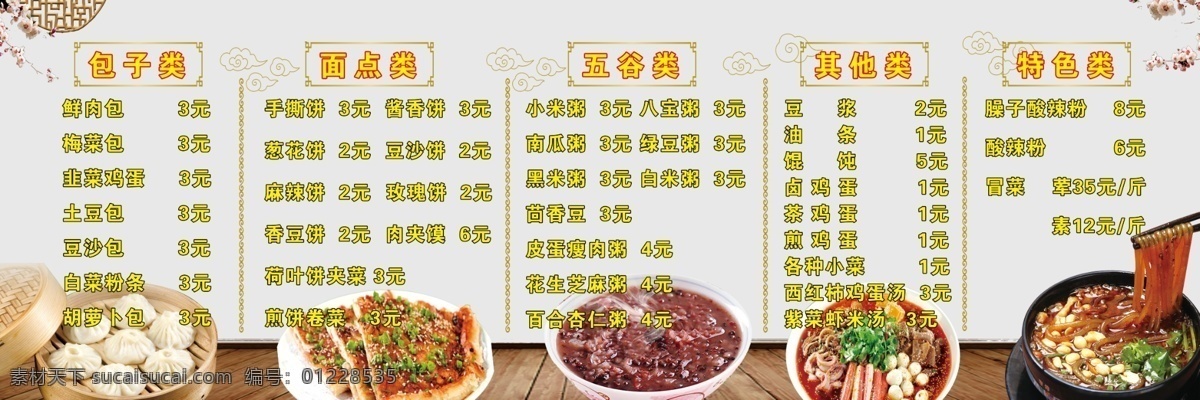 早餐价目表 早餐 价目表 灯箱 酸辣粉 冒菜 菜单菜谱