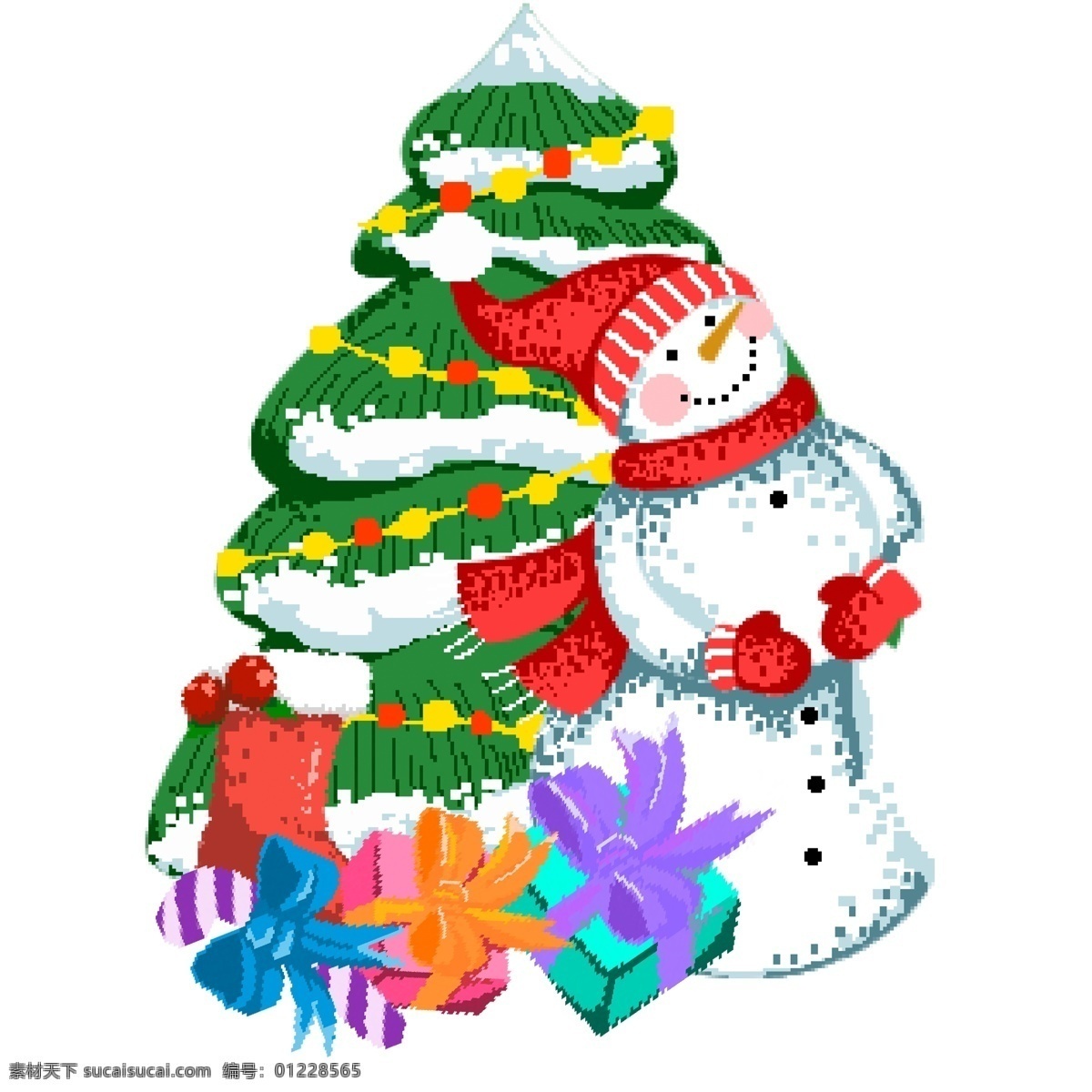 圣诞节 开心 雪人 守护 精美 圣诞树 礼物 盒子 礼盒 苹果 冬天 礼物盒子 西方节日