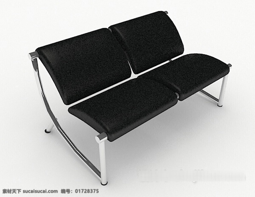 现代 简约 个性 双人 沙发 3d 模型 3d模型下载 3dmax 现代风格模型 黑色模型 白色