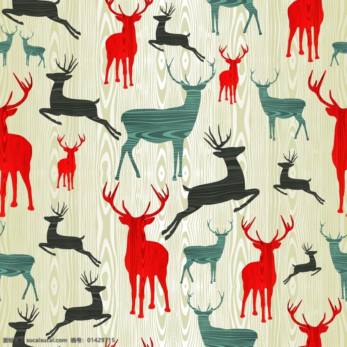 圣诞装饰图案 圣诞节 无缝背景 驯鹿 圣诞海报背景 2015 年 新年 羊年 文化艺术 节日庆祝 矢量