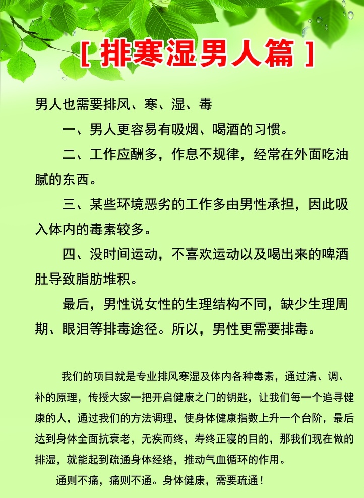 排湿男人篇 排湿 排毒 绿色 树叶 绿色背景 夏季背景 清凉背景 排寒男人篇 分层