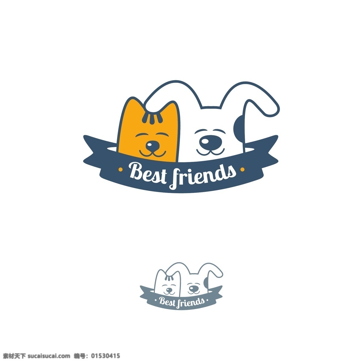 创意猫狗商标 可爱 创意 卡通 动物 商标 小狗 小猫 logo