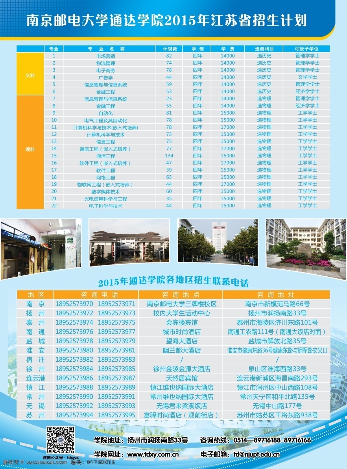 2015 招生简章 南京邮电大学 蓝色 校园 优势 简介 dm宣传单 青色 天蓝色