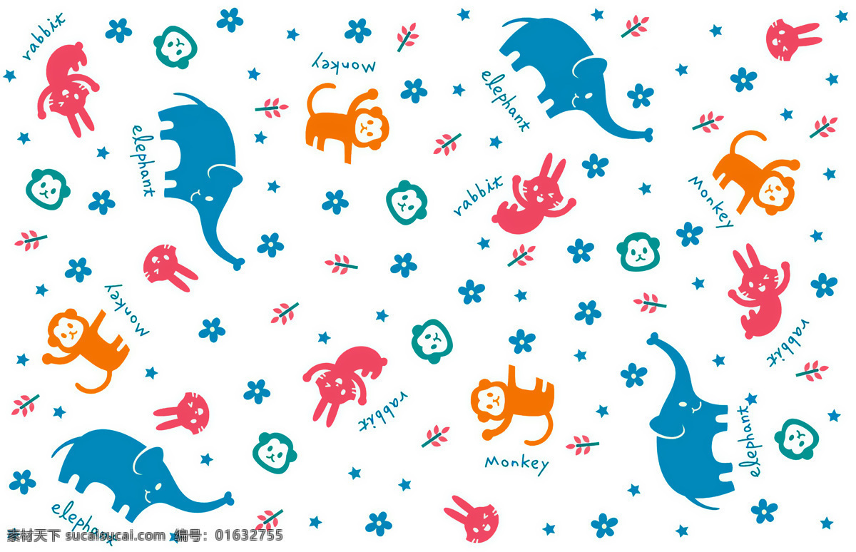 卡通底纹 卡通图案 卡通花纹 卡通动物 卡通兔子 插画漫画