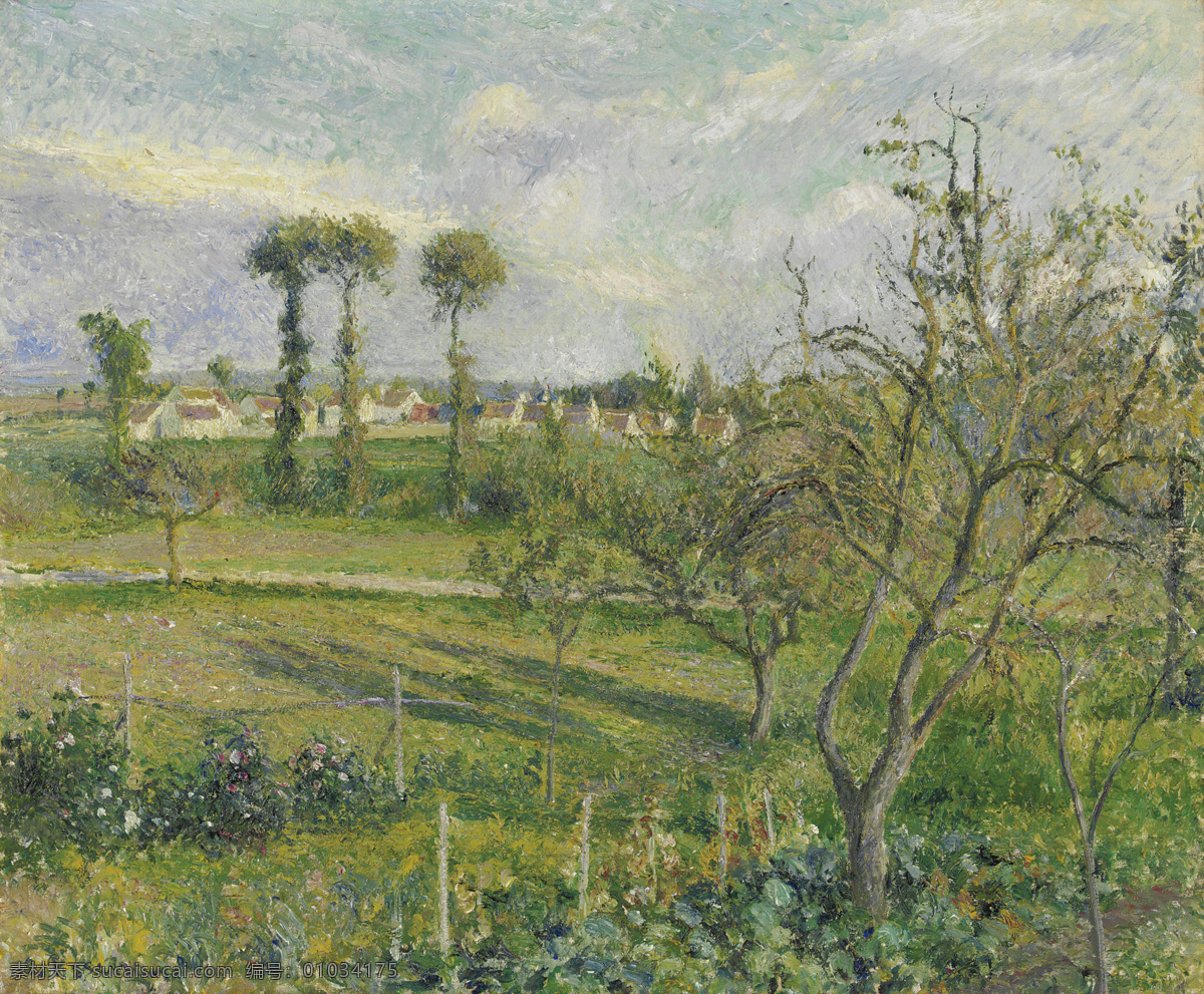 法国 风景油画 绘画书法 农场 农村 日落 树 卡米耶 毕 沙 油画作品 设计素材 模板下载 油画 古典 瓦兹河畔 欧韦 乡村 景观艺术 毕沙罗 法国画家 印象派 私人收藏 沙罗 文化艺术 矢量图 日常生活