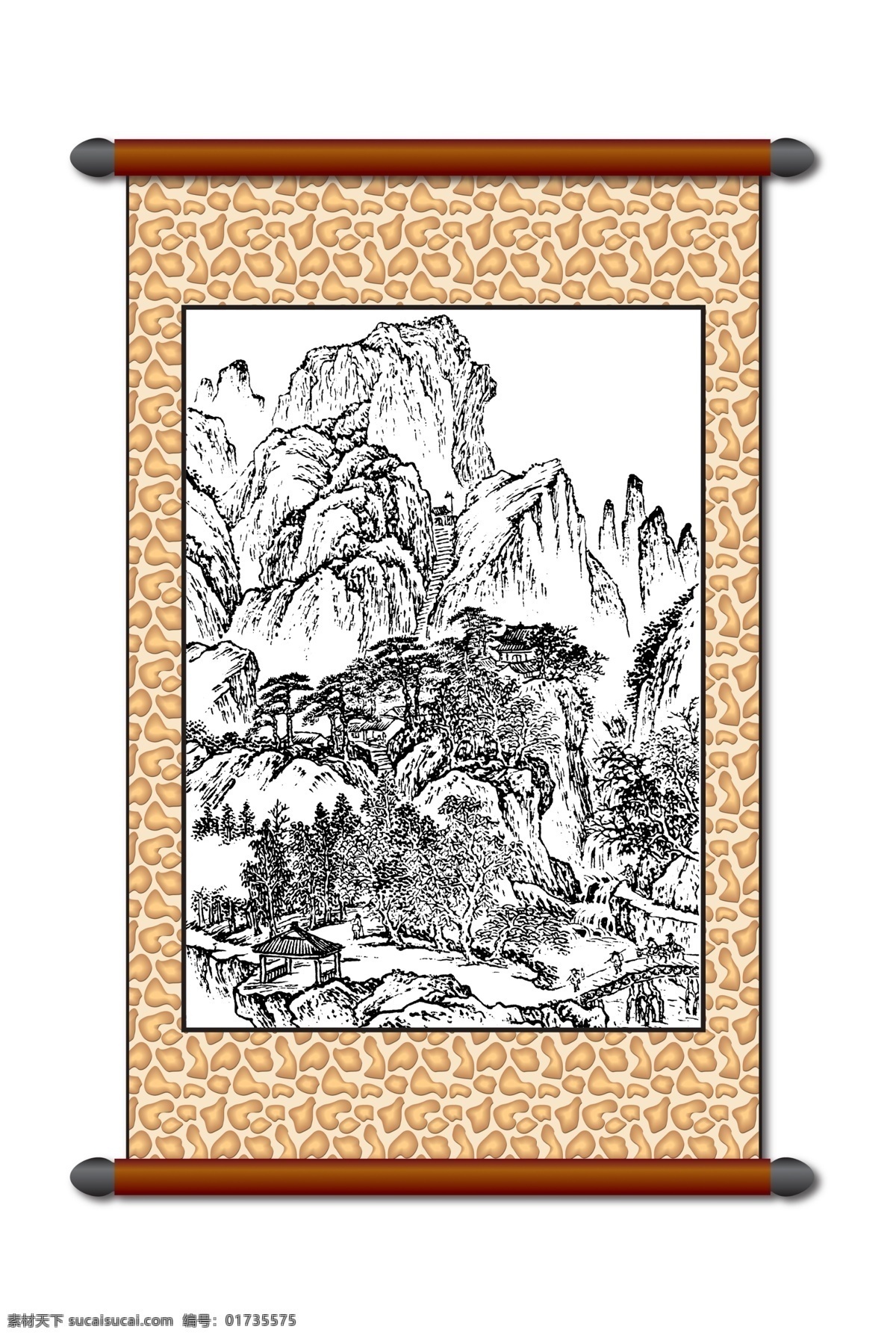 山水画 白描 版画风景 传统画 风景画 工笔 古画 挂画 绘画书法 卷轴画 美术 白描风景 线描 黑白稿 中国风 艺术画 文化艺术 设计图库 装饰素材 室内装饰用图