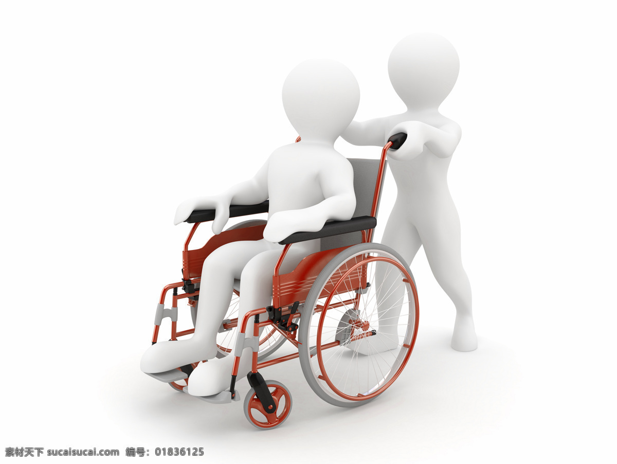 关爱 残疾人 3d 小人 l轮椅 3d设计