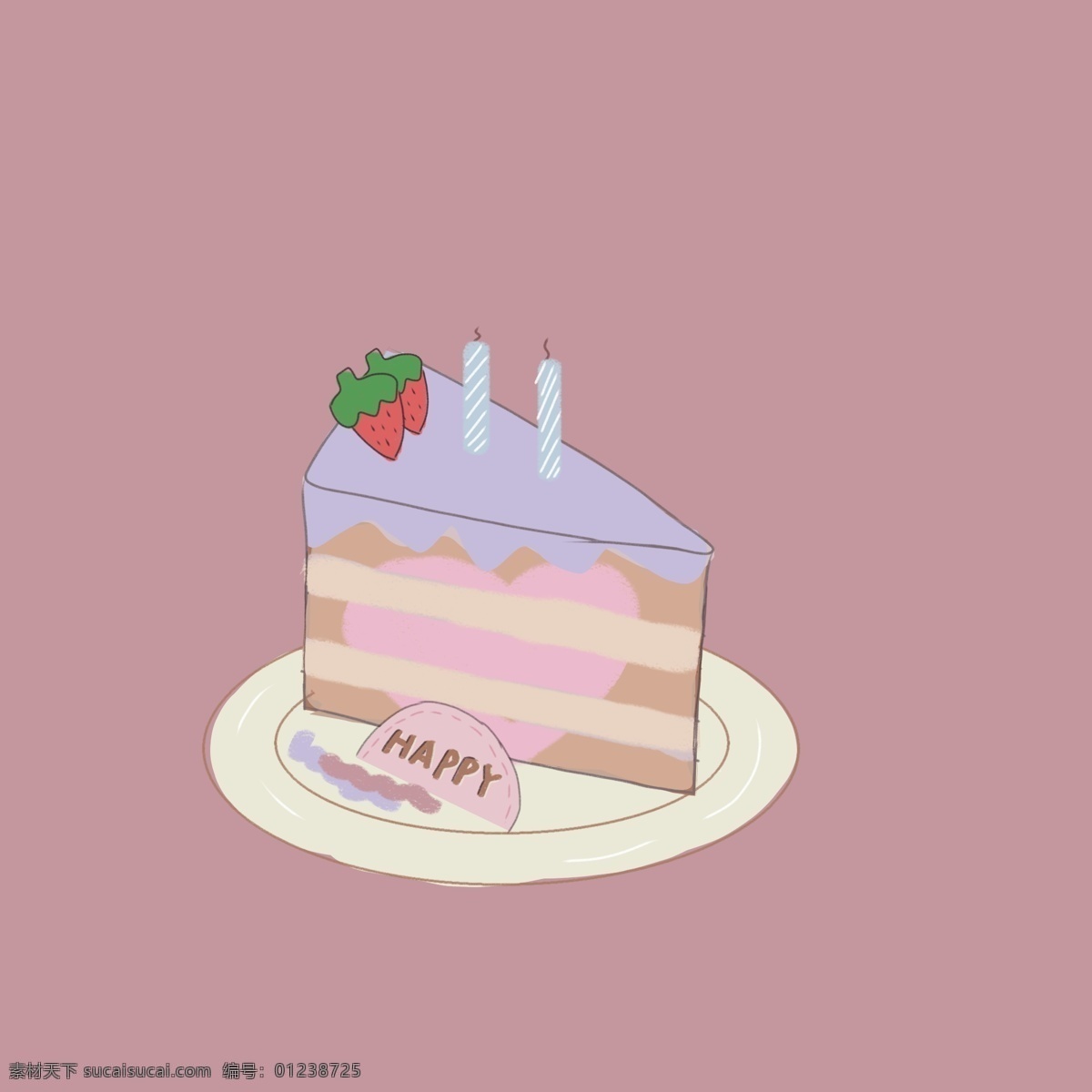 手绘 双色 夹心 草莓 甜点 草莓蛋糕