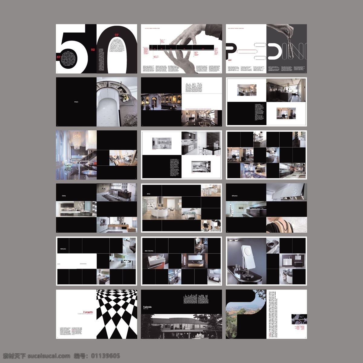 创意画册 黑白时尚杂志 黑白网格 方块 欧式风格杂志 公司画册 企业画册 集团画册期刊 画册设计 画册矢量模板 产品画册 室内家居 室内摄影 黑色