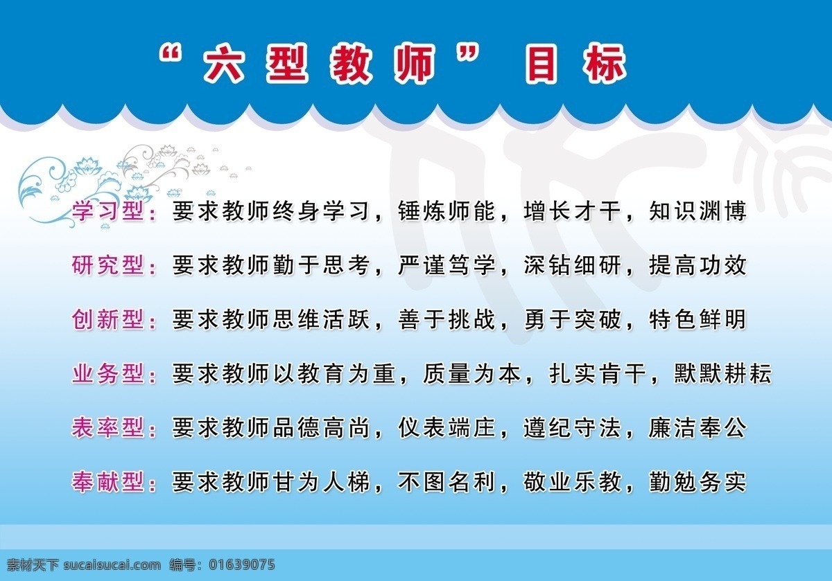 广告设计模板 规范 蓝底 小学 源文件 展板 展板模板 中心 石头 坡 模板下载 石头坡 六型教师 学习型 创新型 企业文化展板