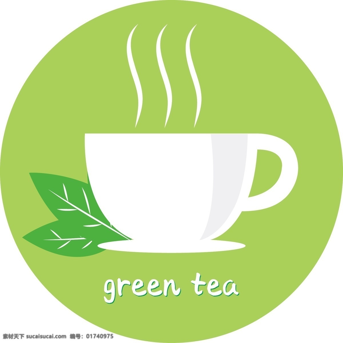 可爱 绿茶 的卡 通 图标 杯子 茶叶 美味 个性 咖啡店相关 卡通图标 简单