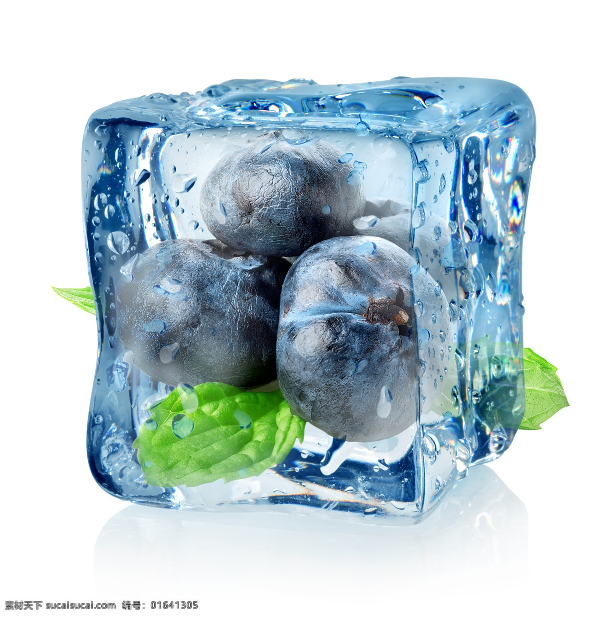 冰块里的蓝莓 水果 清新 创意 冰块 蓝莓 生物世界