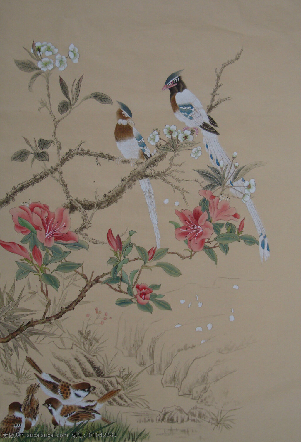 吴 玉阳 工笔画 花鸟画 吴玉阳 百合花 翎毛 梨花 麻雀 绘画书法 文化艺术