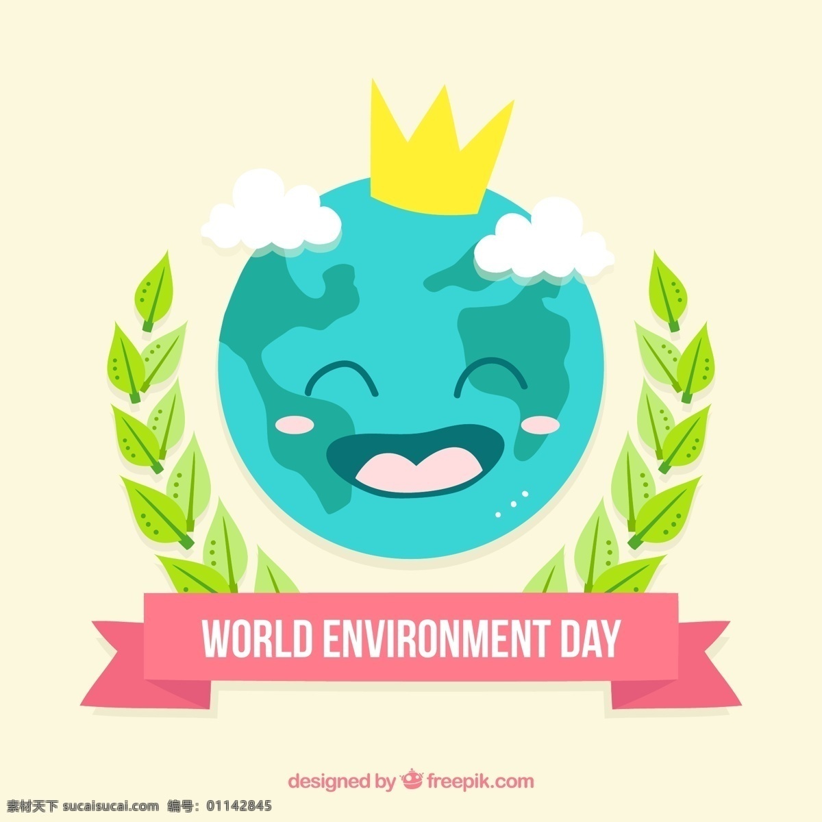 卡通 世界环境日 地球 图标 矢量 world environment day 世界 环境日 树叶 王冠 手绘 叶子