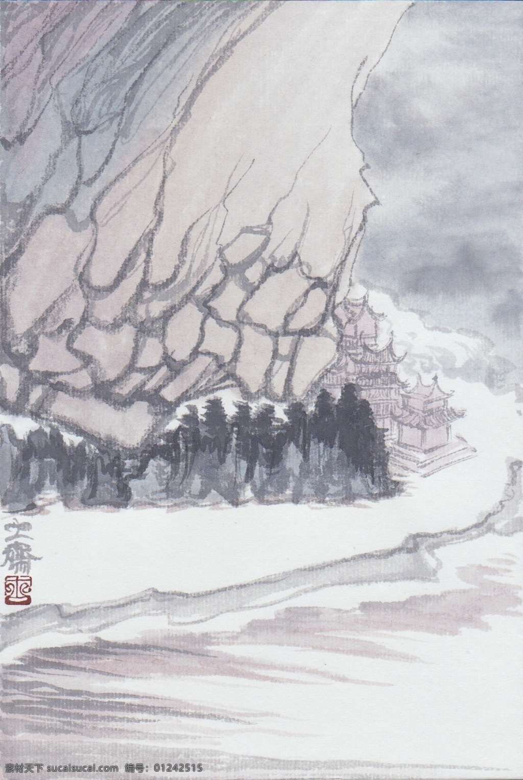 2010 年 尤 思 成 国画作品 山水画 中国画 设计素材 山水画篇 中国画篇 书画美术 灰色