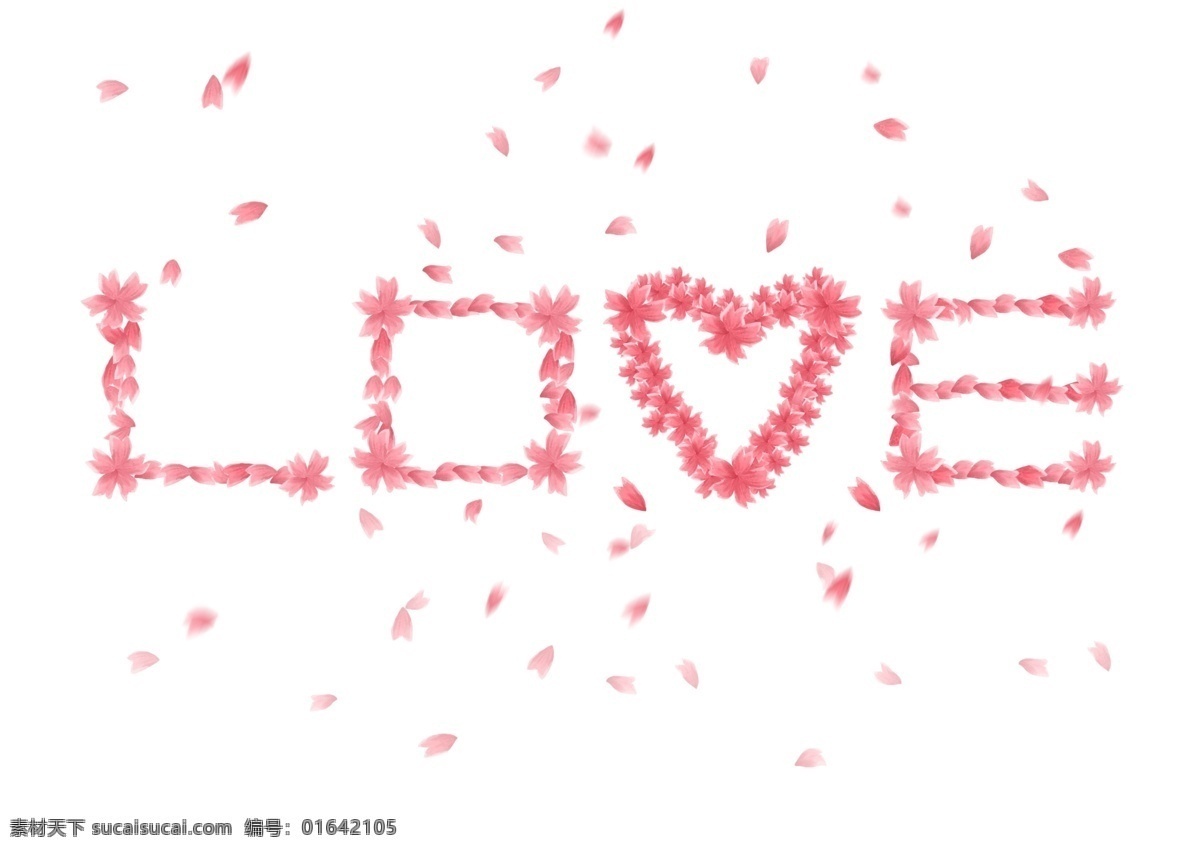 创意 粉色 樱花 花朵 组成 love 字样 小 清新 小清新 春季 春游 花卉 花瓣 花簇
