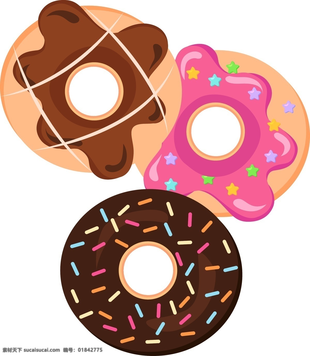 巧克力 甜甜 圈 矢量 免 抠 图 巧克力甜甜圈 卡通的 咖啡色 好吃的 小蛋糕 小面包 手绘的 甜甜圈 甜品 甜点 蛋糕 黄色