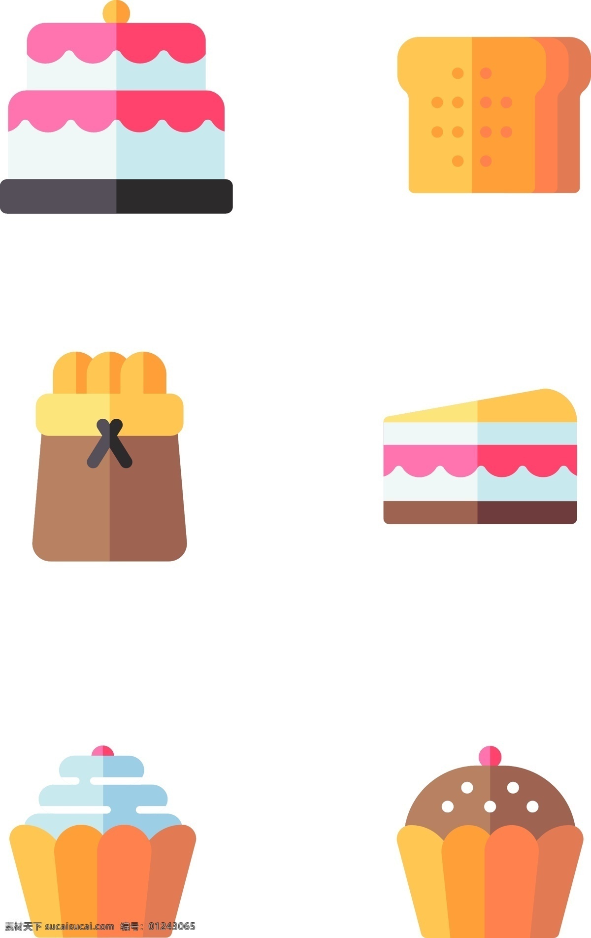 美味 甜点 甜品 插画 图标 扁平化 拟物 美味的 好吃的 蛋糕 面包 芝士蛋糕 有趣的 可爱的
