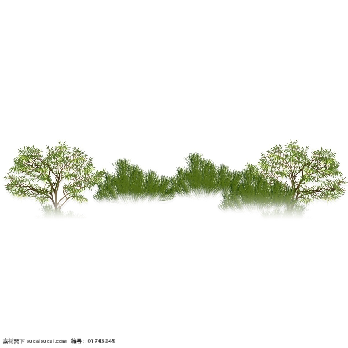 清新 松树 装饰 元素 装饰元素 手绘 山峰 植物 自然 绿色 彩色
