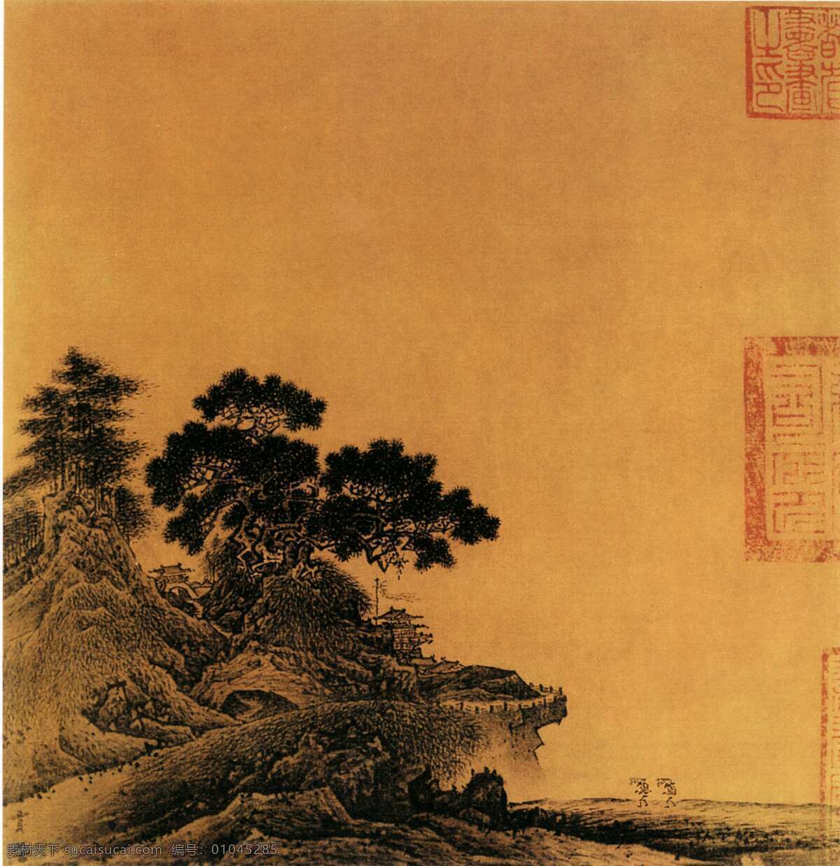国画 土黄色 水墨画 中国画 中国艺术 绘画艺术 装饰画 中堂画 书画 文化艺术 书画文字