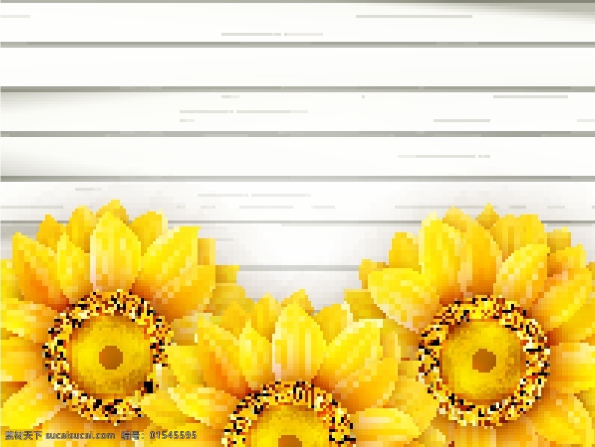 向日葵 白色 木板 背景 矢量 原木 矢量素材 装饰图案 设计元素