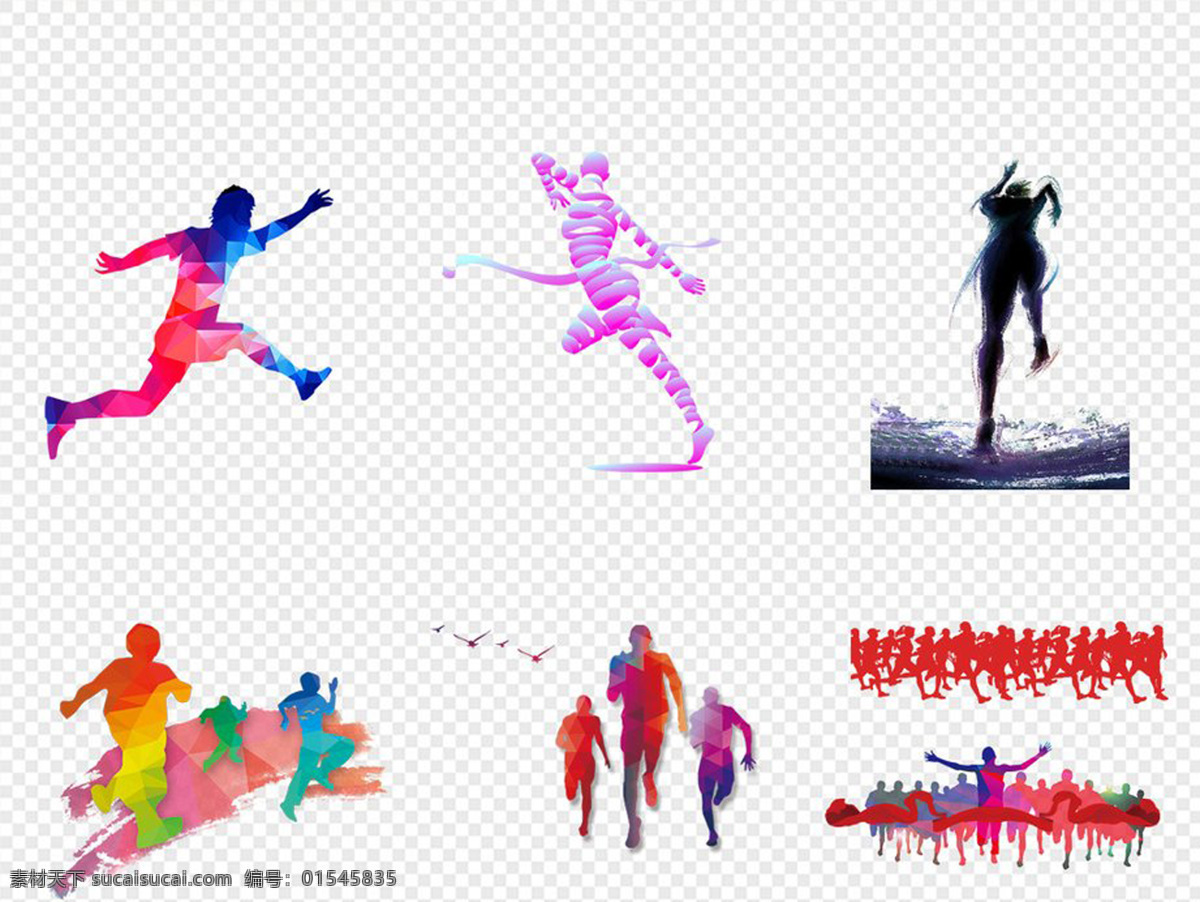 奔跑 运动 人物 剪影 人物剪影 彩色 奔跑吧 运动素材 运动海报