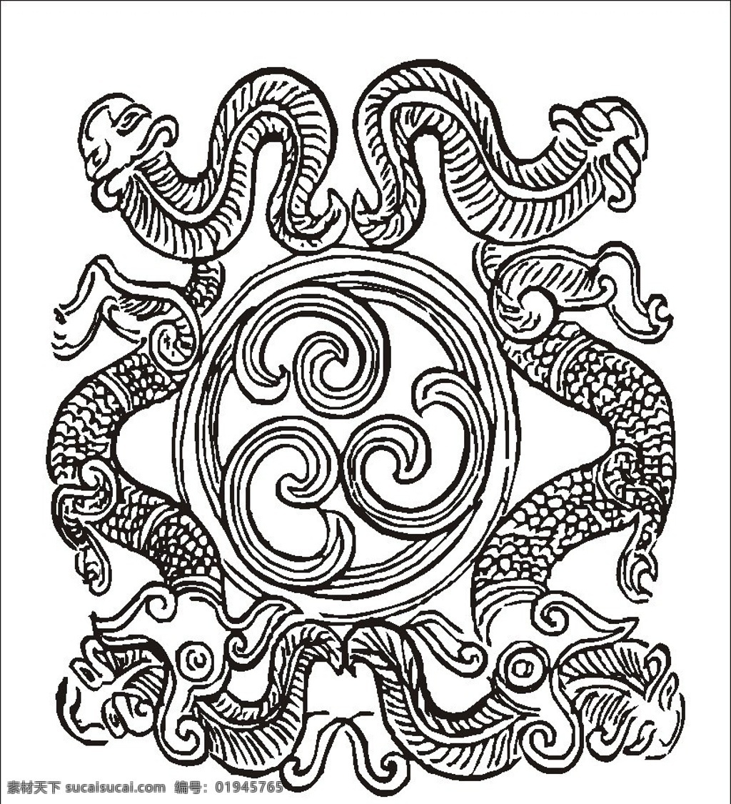 秦代四兽纹 四兽纹 秦代 兽纹 龙纹 适合纹样 吉祥图案 传统素材 底纹 花纹 矢量 传统文化 文化艺术