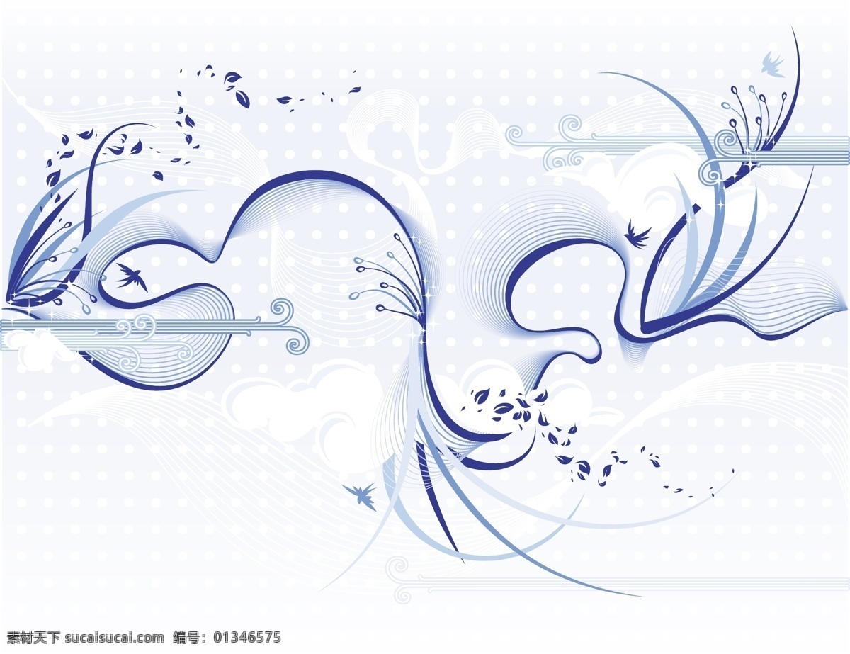 波纹 花纹 波浪 花瓣 蓝色 矢量 矢量图 花纹花边