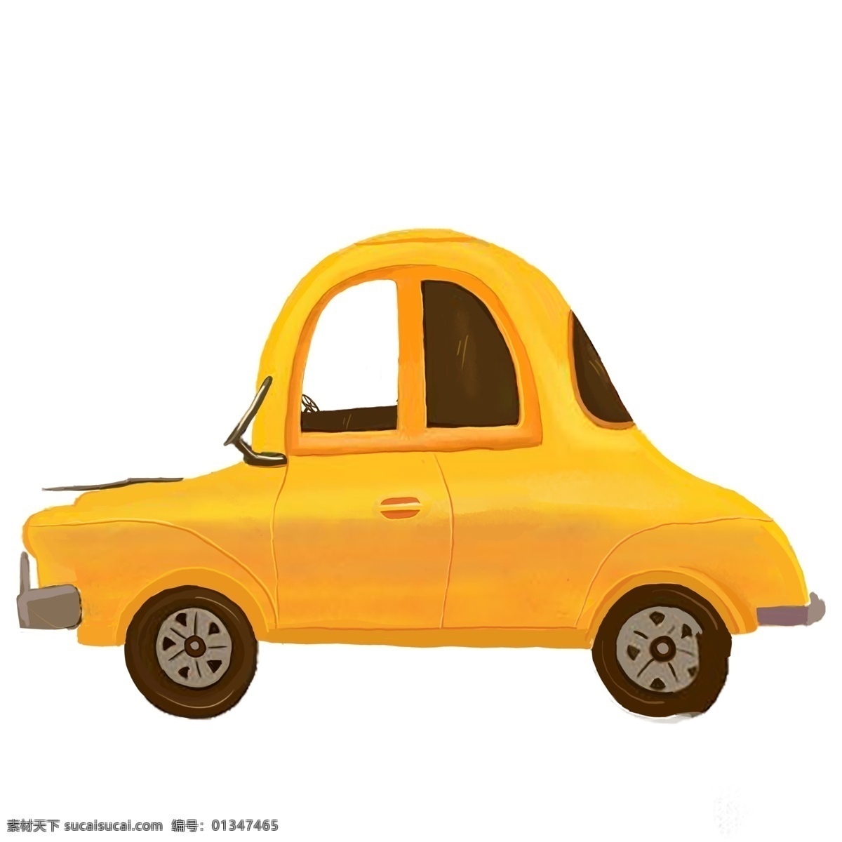 黄色 小车 卡通 黄色小车 小汽车 黄色小汽车 可爱 手绘 车 车辆