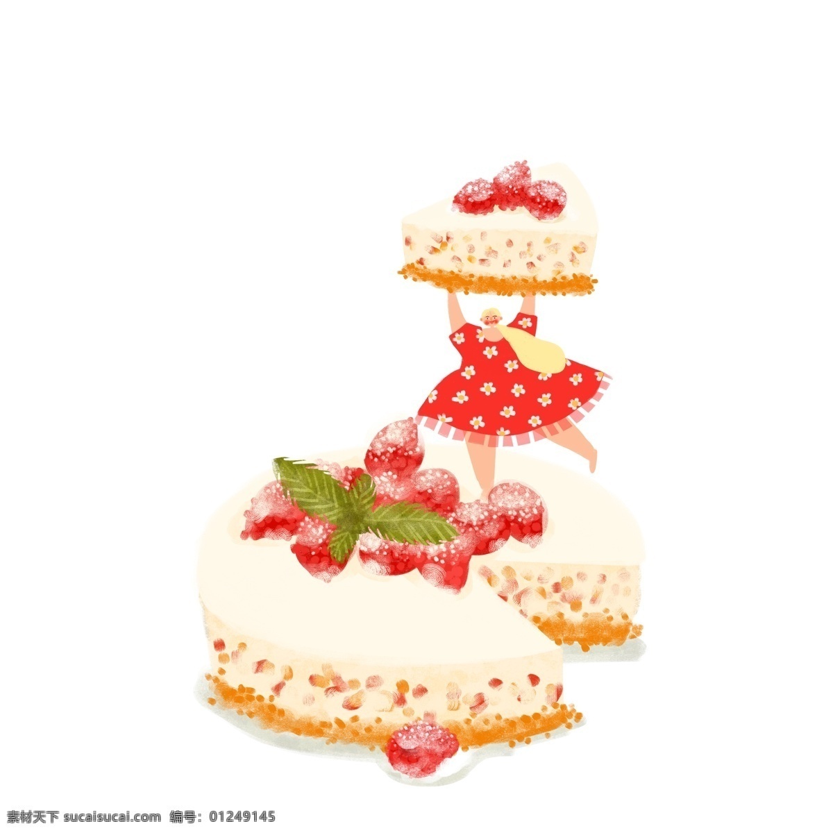 美食 大作 战 芝士 蛋糕 元素 插画 糕点 食物 女孩 甜食 甜点 芝士蛋糕 美味蛋糕 卡通元素