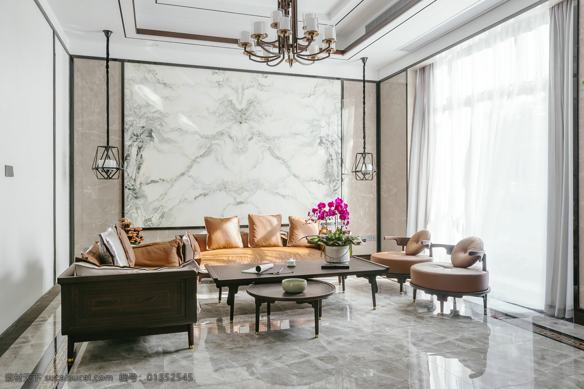 新中式客厅 新中式风格 装饰设计 高档装饰 现场实图 实景图 新 中式 建筑园林 室内摄影