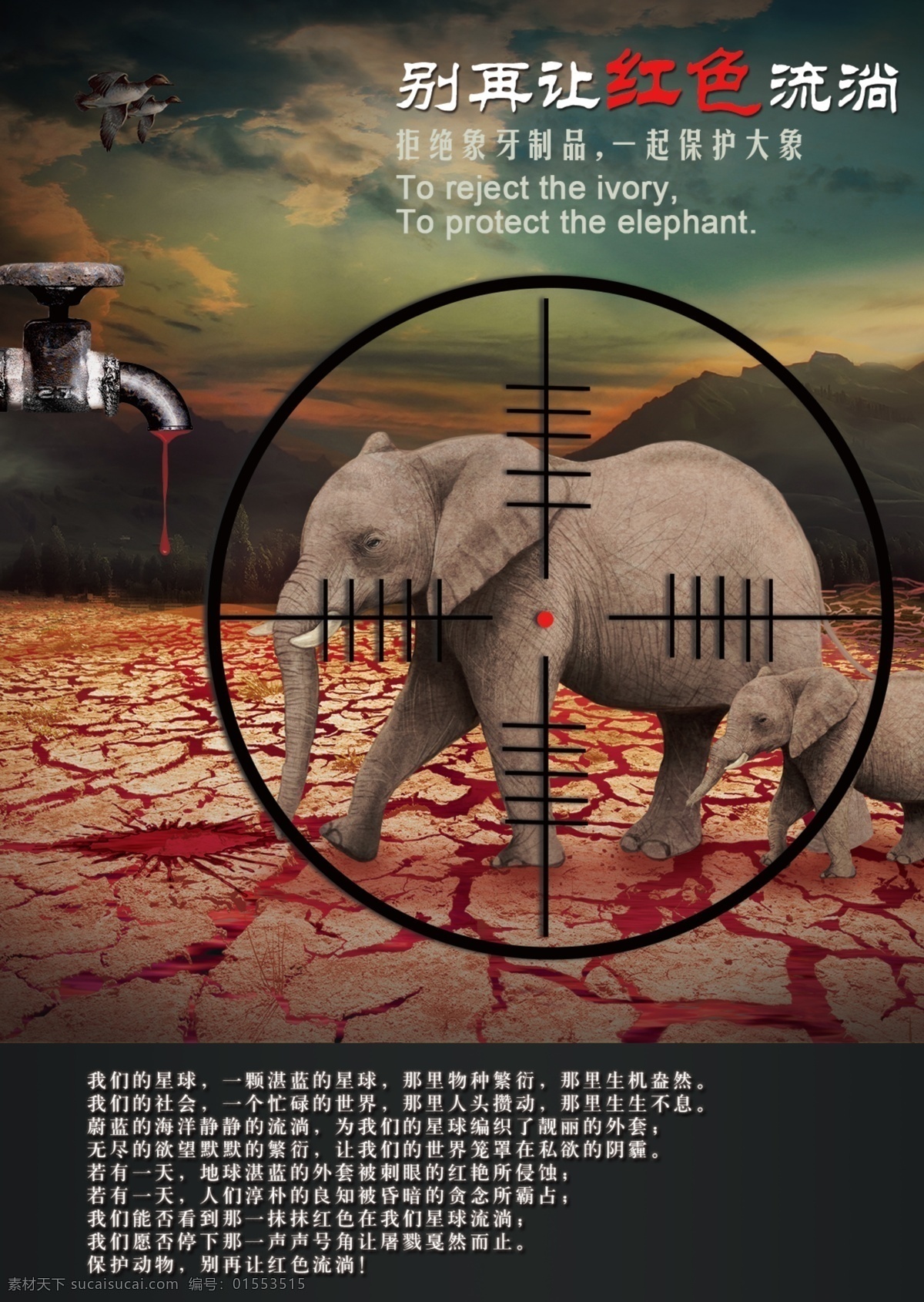 保护 动物 血腥 海报 杂志 保护动物 杀戮 大象 血液