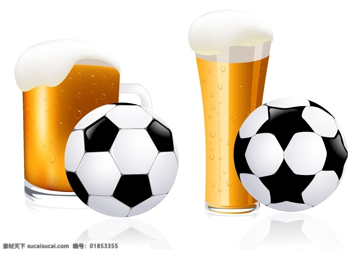 足球 啤酒 看世界杯 矢量图 其他矢量图