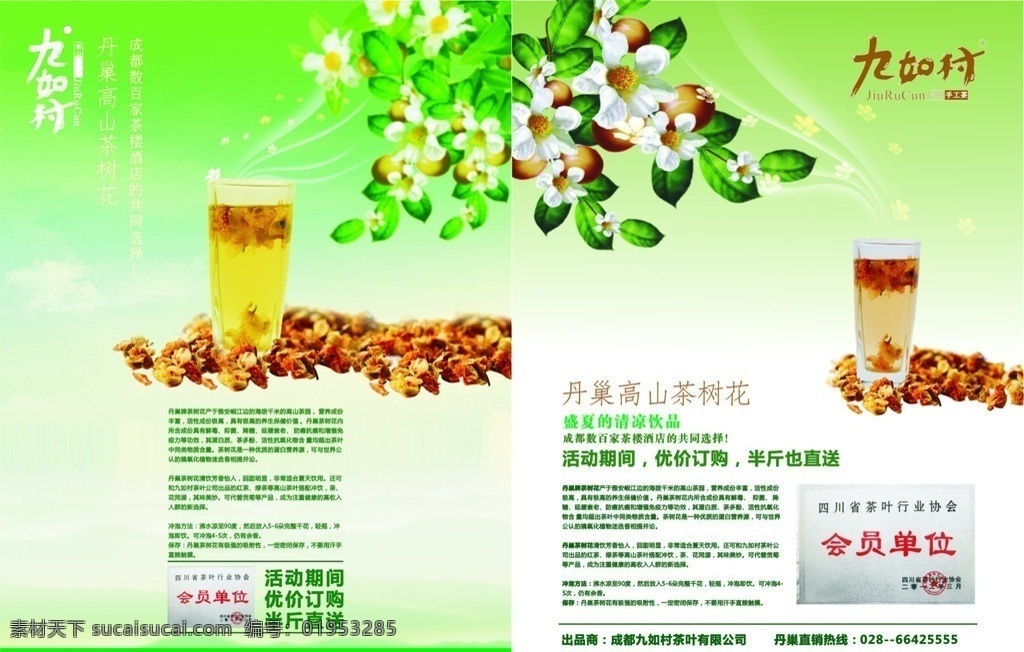 茶树花 绿色 健康 饮品 dm宣传单 矢量