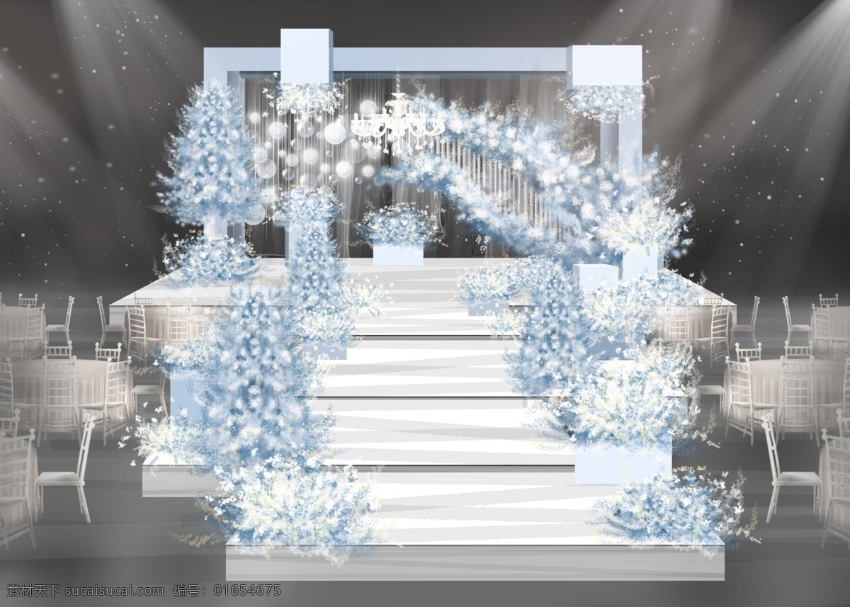 蓝色 冰雪 世界 婚礼 效果图 婚礼效果图 大气 时尚