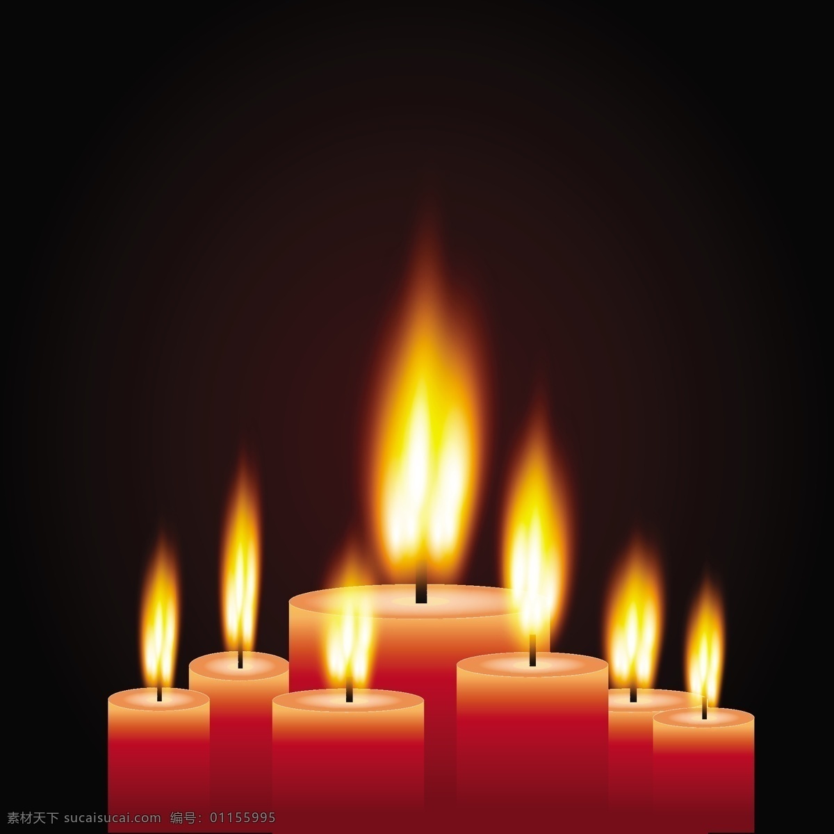 燃烧的蜡烛 蜡烛 烛光 烛火 火焰 火苗 矢量火焰 燃烧 生活百科 矢量素材 黑色