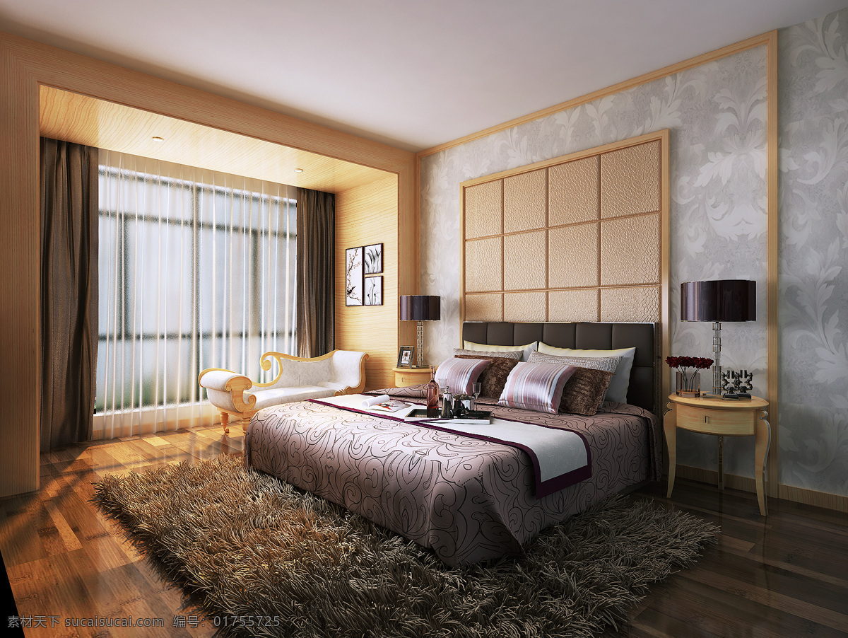 现代 卧室 3d设计 家装 室内设计 现代卧室 家居装饰素材