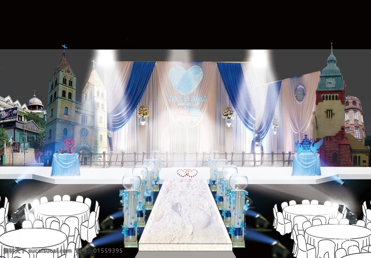 欧式 超 炫 婚礼 场景 效果图 婚宴 3d 立体 迎宾台 分层 背景 主题 白色