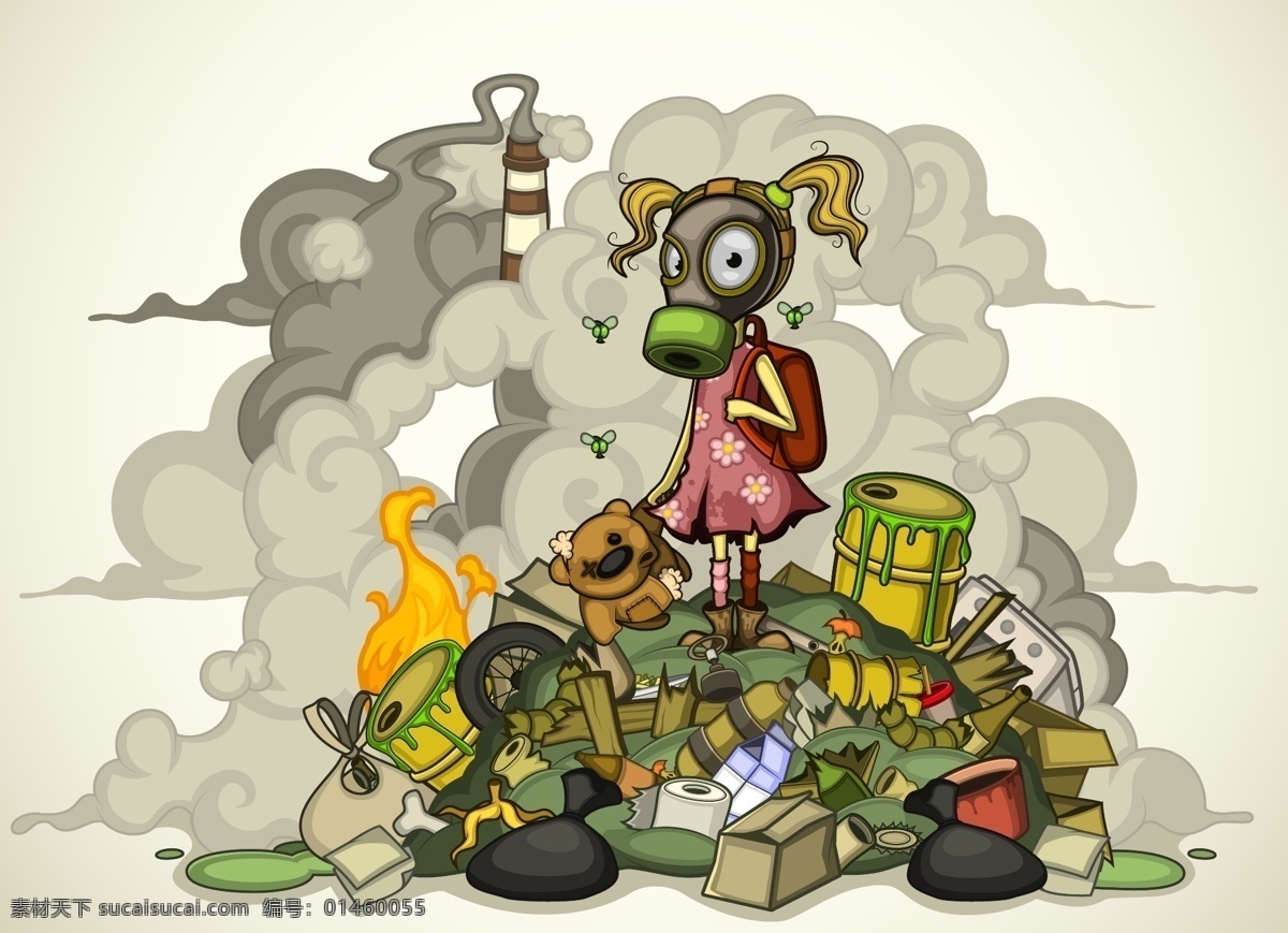 环境污染漫画 环境污染 毒气 污染 垃圾 环保漫画 环保 科技 漫画 插画 矢量 适量漫画 矢量插画