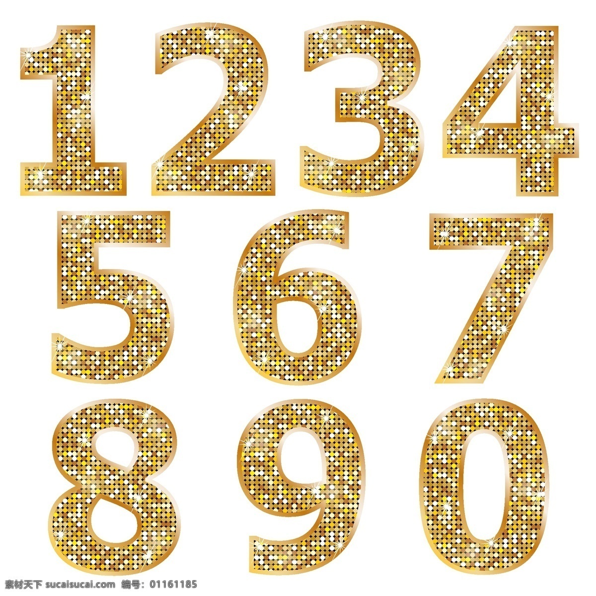 金属数字 数字设计 金色数字 数字 创意字设计 矢量