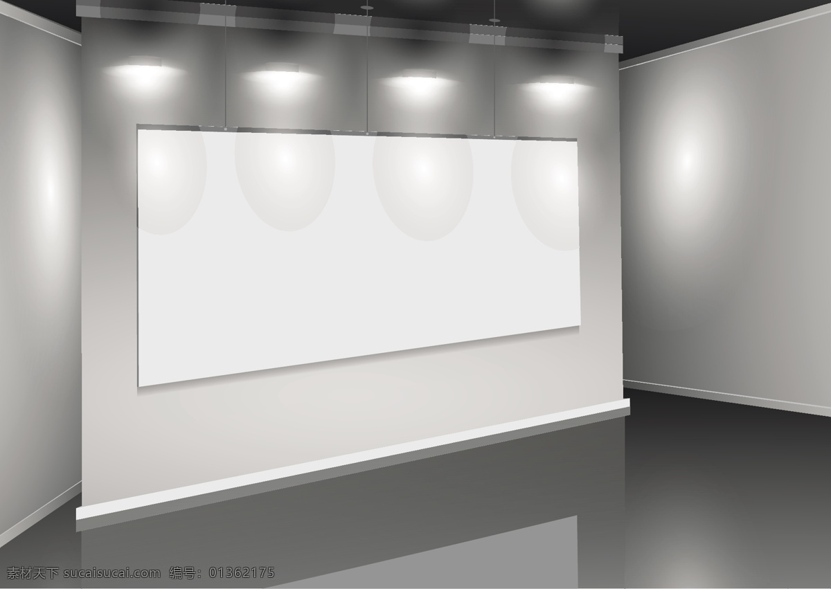 创造性 展示设计 矢量 剪影 面板 墙 人群 室内 室内设计 探照灯 展位 照明 厅 矢量图