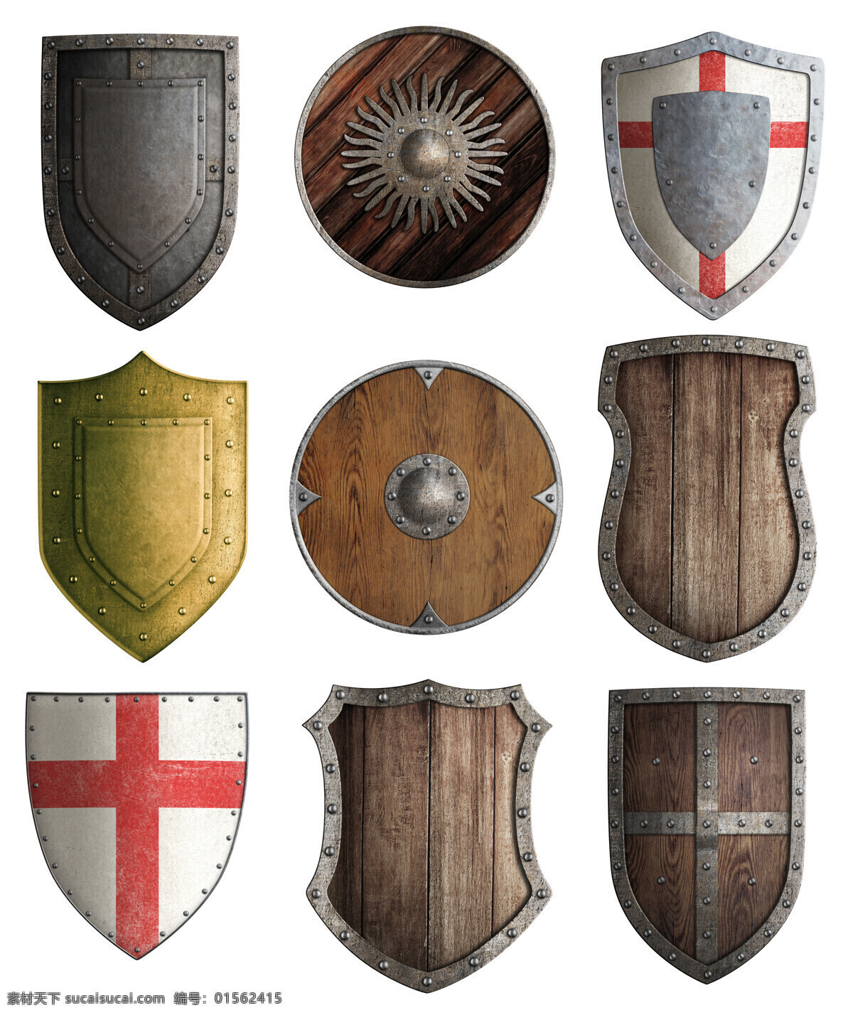 中世纪骑士 士兵金属盾牌 头盔 盔甲 金属盾牌