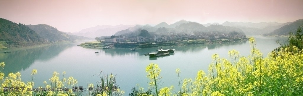 新安江 黄山 安徽 徽州 风景 江 船 花 油菜花 江水 山 安徽旅游 风景名胜 自然景观