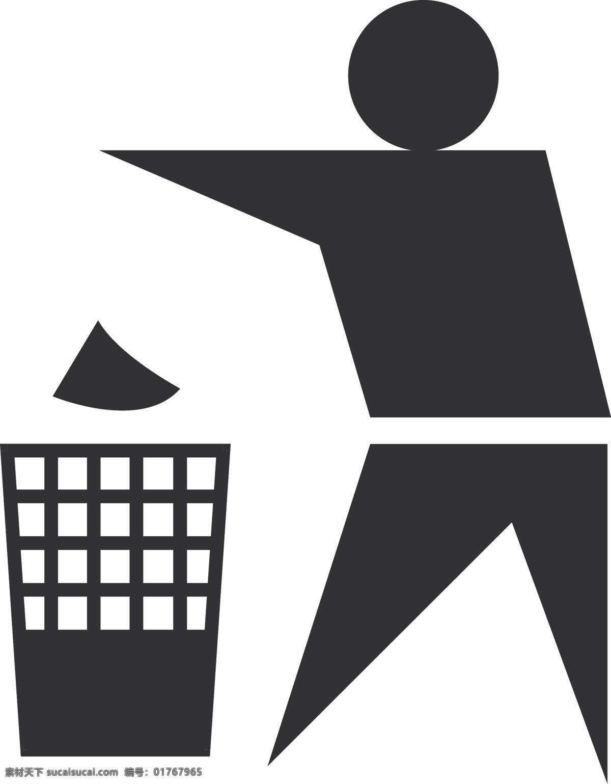 卫生 标识 扔垃圾 图标 注意卫生 卫生标识 垃圾筐 人体简化 矢量图 其他矢量图
