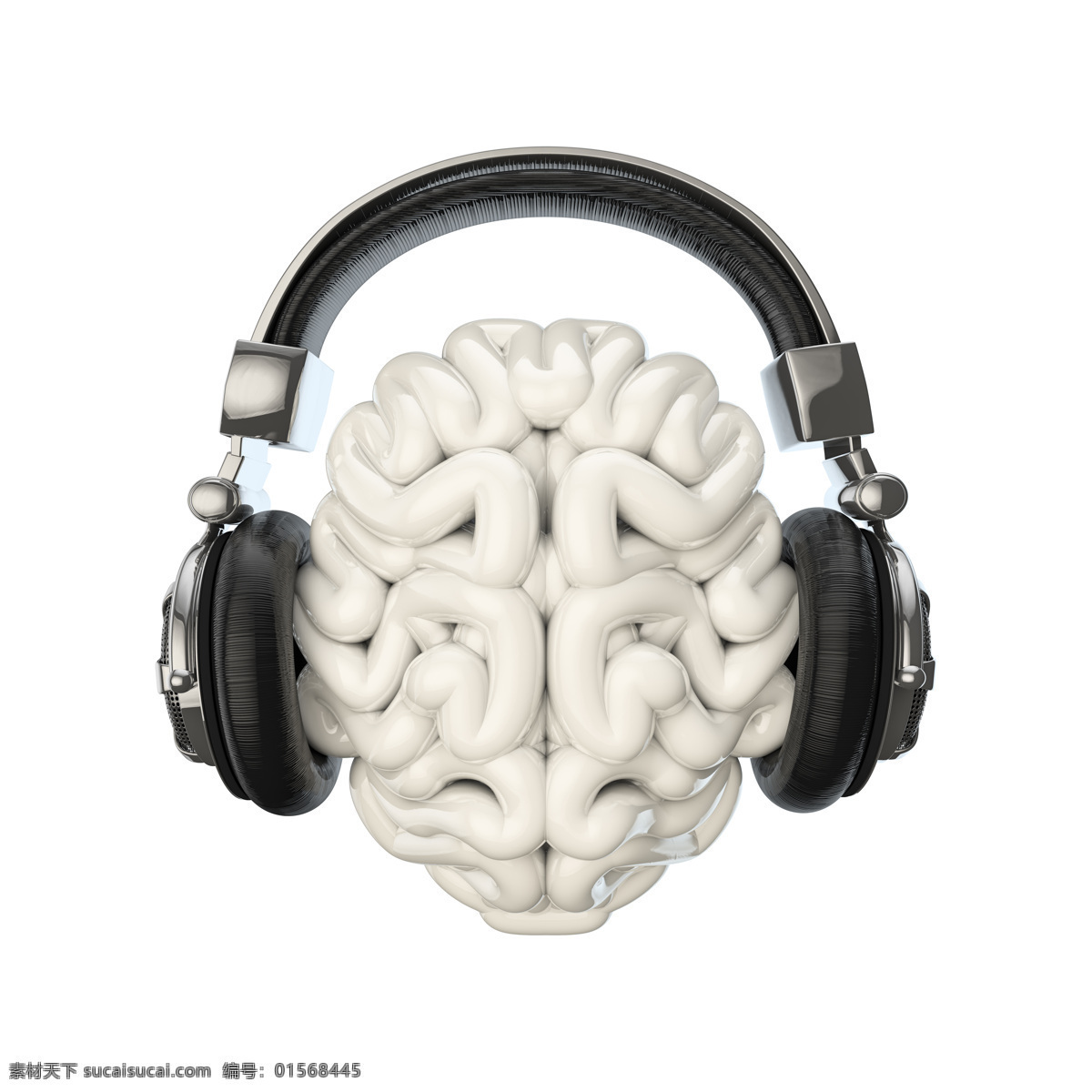戴耳机的大脑 耳机 大脑 耳麦 创意 创意图片 其他类别 生活百科 白色